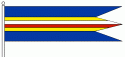 Zástava Lamača má podobnú kompozíciu ako obecná vlajka. Pomer jej strán však nie je záväzne stanovený, čo znamená, že zástava môže byť aj dlhšia. Zástava sa od vlajky odlišuje tiež tým, že kým vlajka predstavuje voľný kus textil
